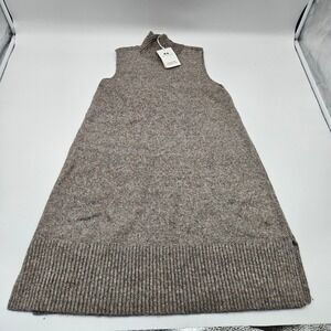FREE ASSEMBLY Turtleneck Mini Dress Light Heather Oat Knit Sleeveless M